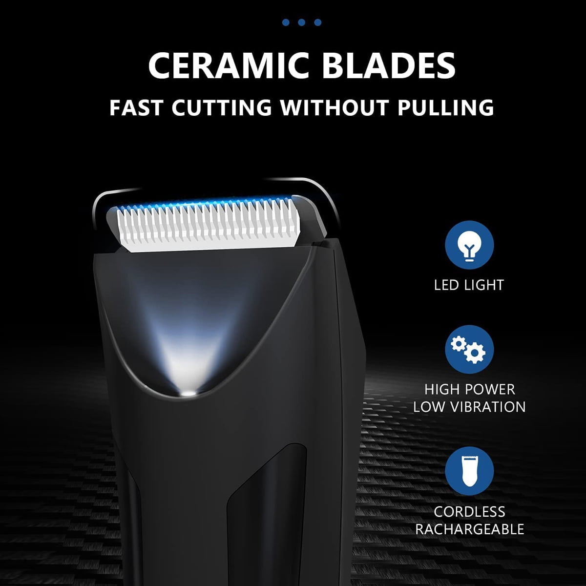 Electric Body Trimmer, Men's Groin Hair Trimmer IPX5 Wet/Dry Use Razor, Ceramic Blade Ball Shaver Clipper Body Grooming Kit with LCD Baterry Display, USB Recharge Dock &amp; LED Light