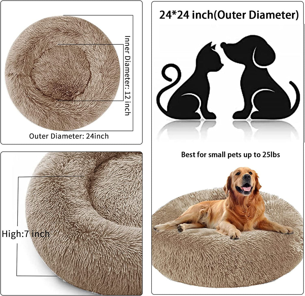 Dog Bed &amp; Cat Bed, Puppy Bed Warming Round Pet Bed, Donut Bed
