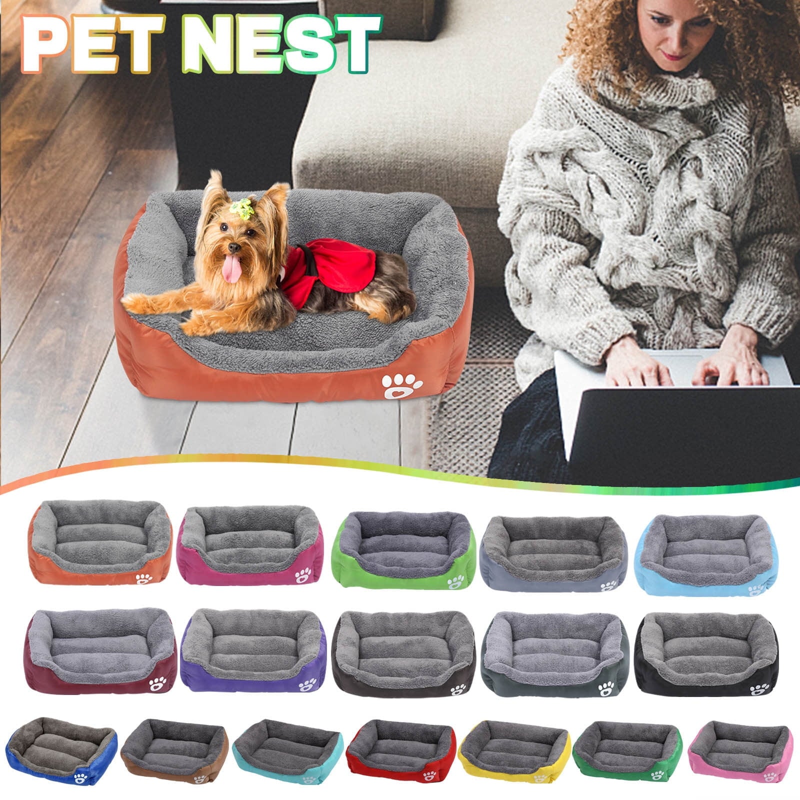 Bed for Medium Dogs, Dog Sofa Bed Washable Pet Bed, Stylish Dog Bed Pad Mattress, Winter Cats Sleeping Mat, Pink S
