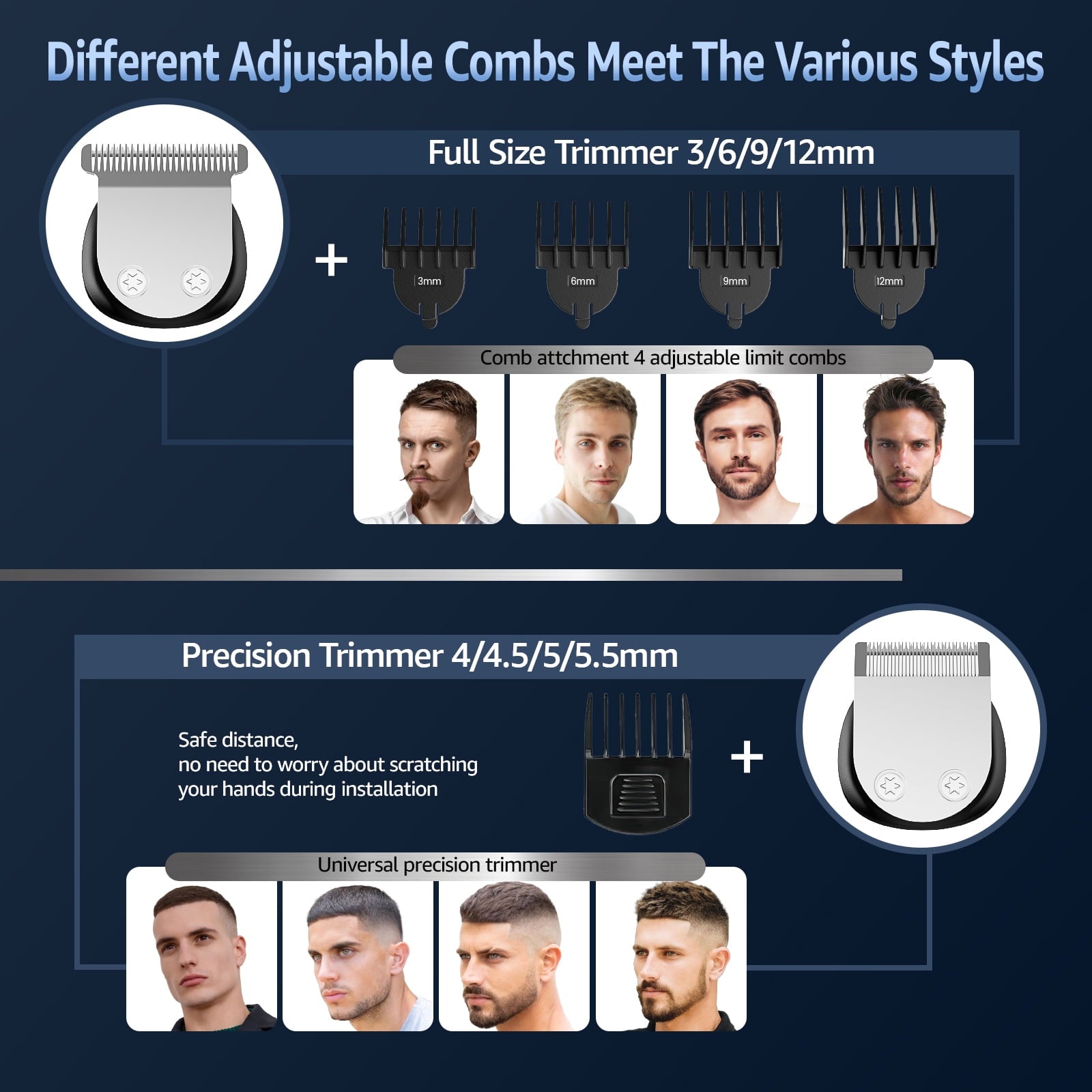 Skdwakiz Hair Trimmer for Men, Cordless Hair Clippers with Safety Lock, All in One Mens Grooming Kit for Face, Mustache, Nose and Body, Rechargeable Beard Trimmer, Gifts for Husband Father