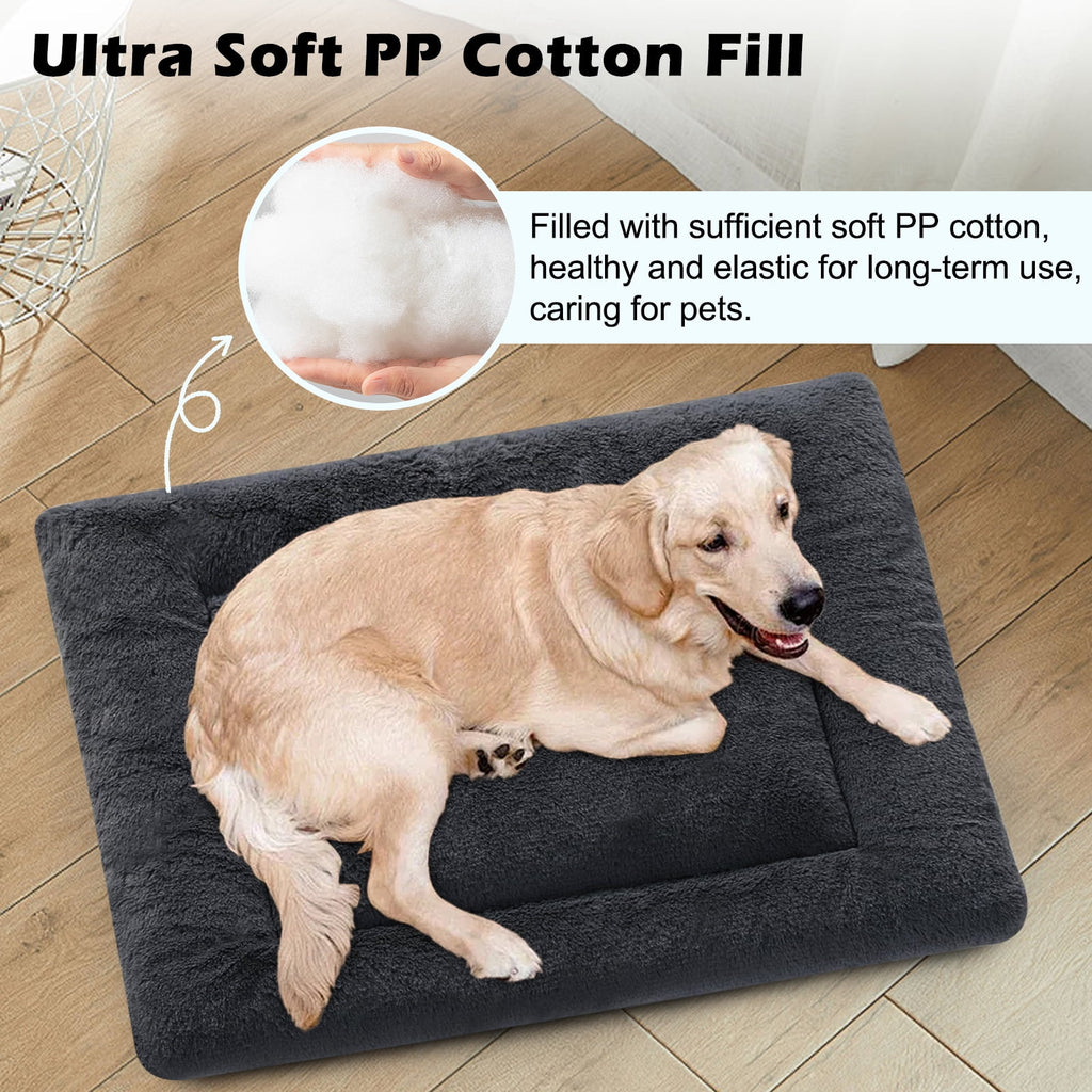 Plush Washable Dog Bed Ultra Dog Crate Mat Kennel Pad Anti-Slip Pet Sleeping Bed for Small Medium Large Dogs,Gray 36" x 23"
