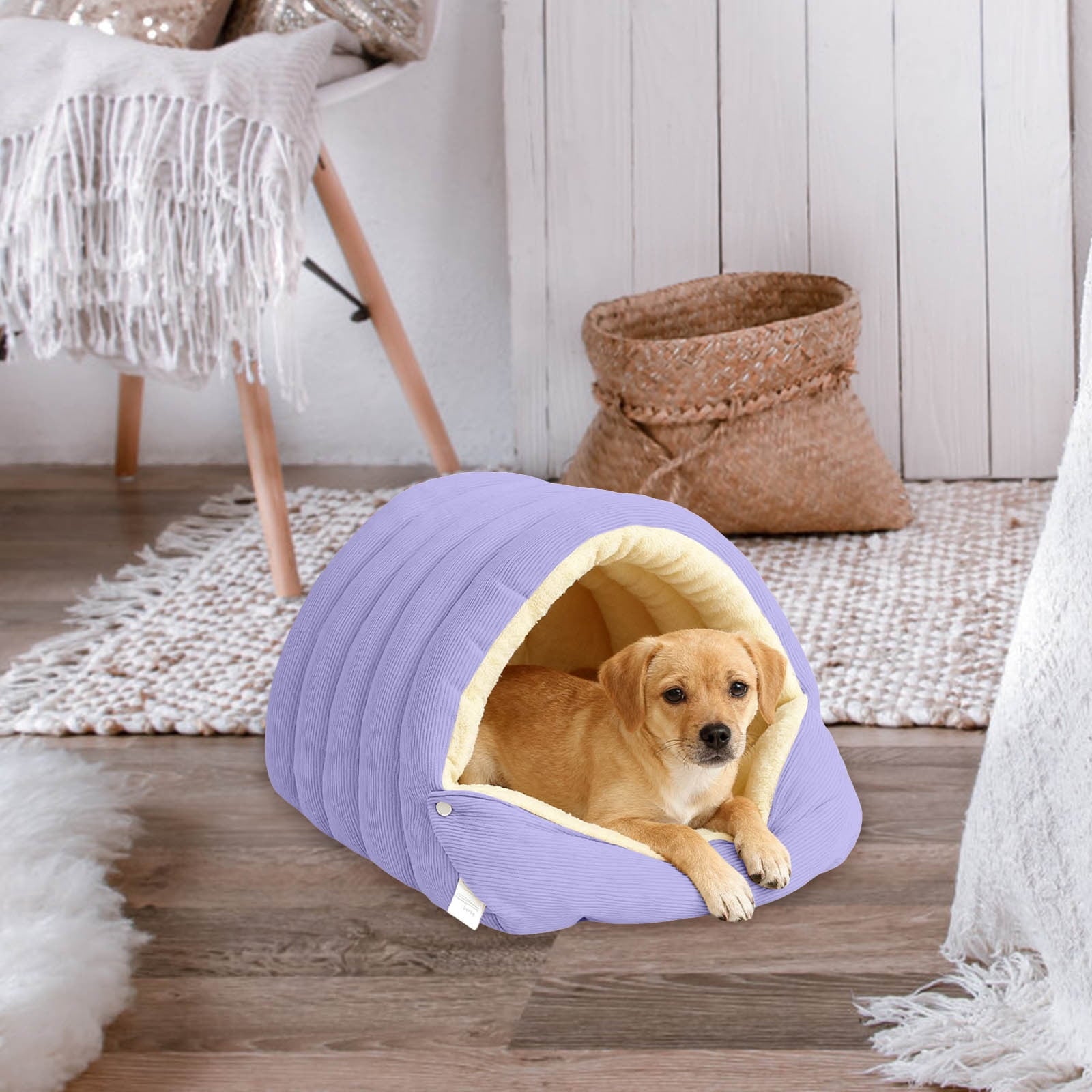 Winter Small Pet Bed - Washable Semi-Enclosed Cat/Dog Bed, Dual-Purpose (Open/Closed), Wear-Resistant Cloth, Fits Pets Under 5 lbs, Green, Compact 18.9x11.8x7.87in