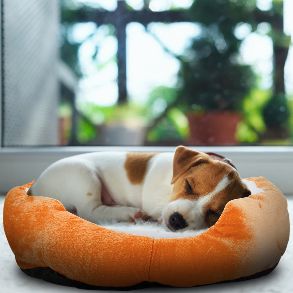 Pet Bed, Indoor Puppy Cushion Doghouse Fleece Pet Dog Cat Bed Indoor for Small Dogs and Cats, Orange