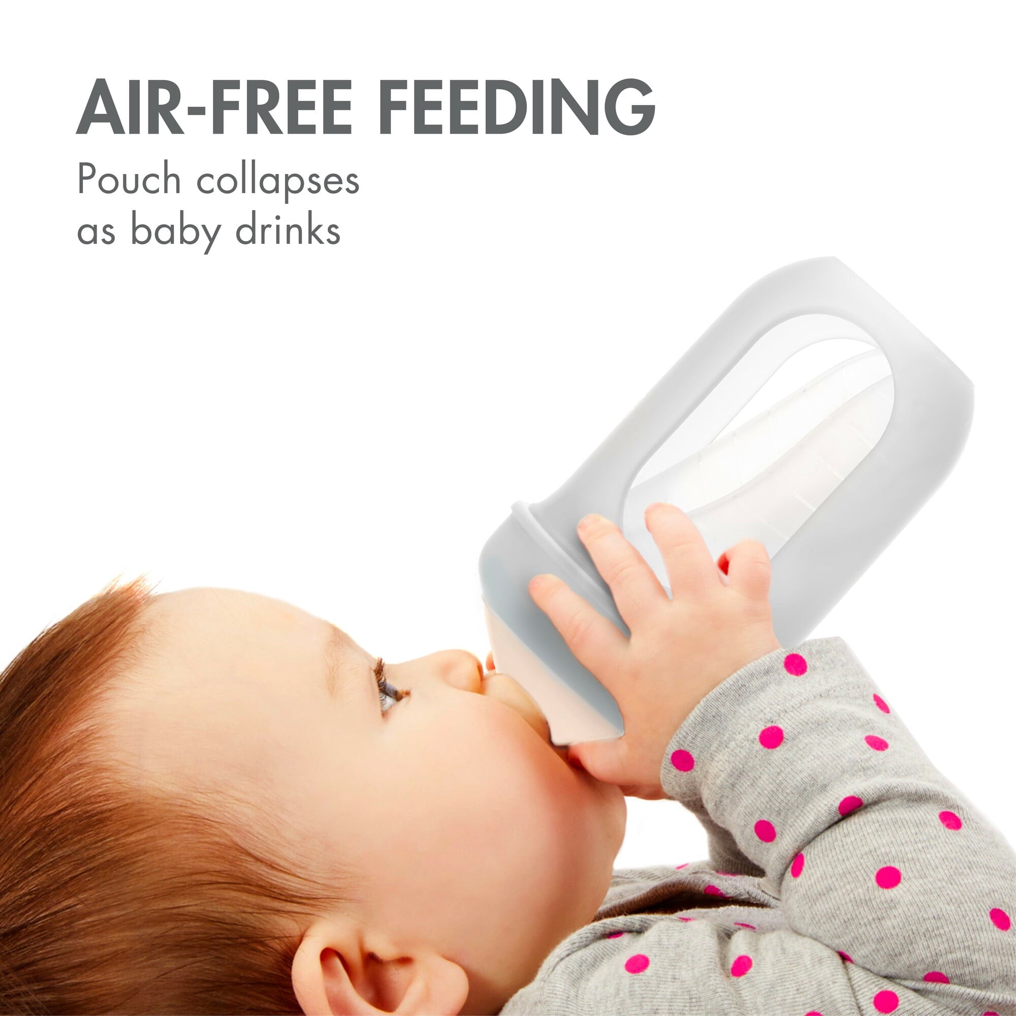 Nursh Silicone Pouch Baby Bottle, Air-Free Feeding, Pink Multi Pack 4 Oz 3 Pk