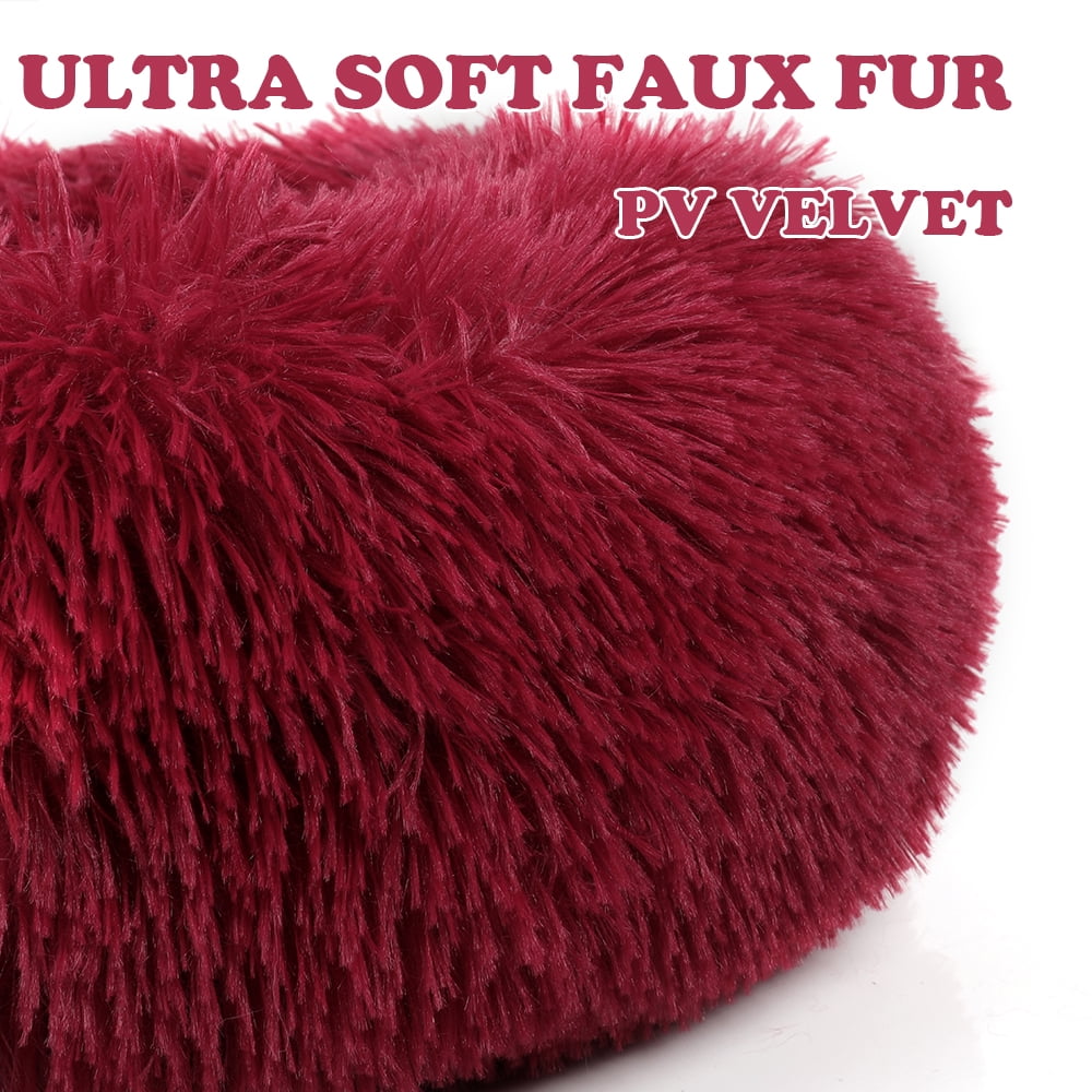 Round Plush Pet Bed for Dogs &amp; Cats, Dog Bed Sleeping Kennel Nest