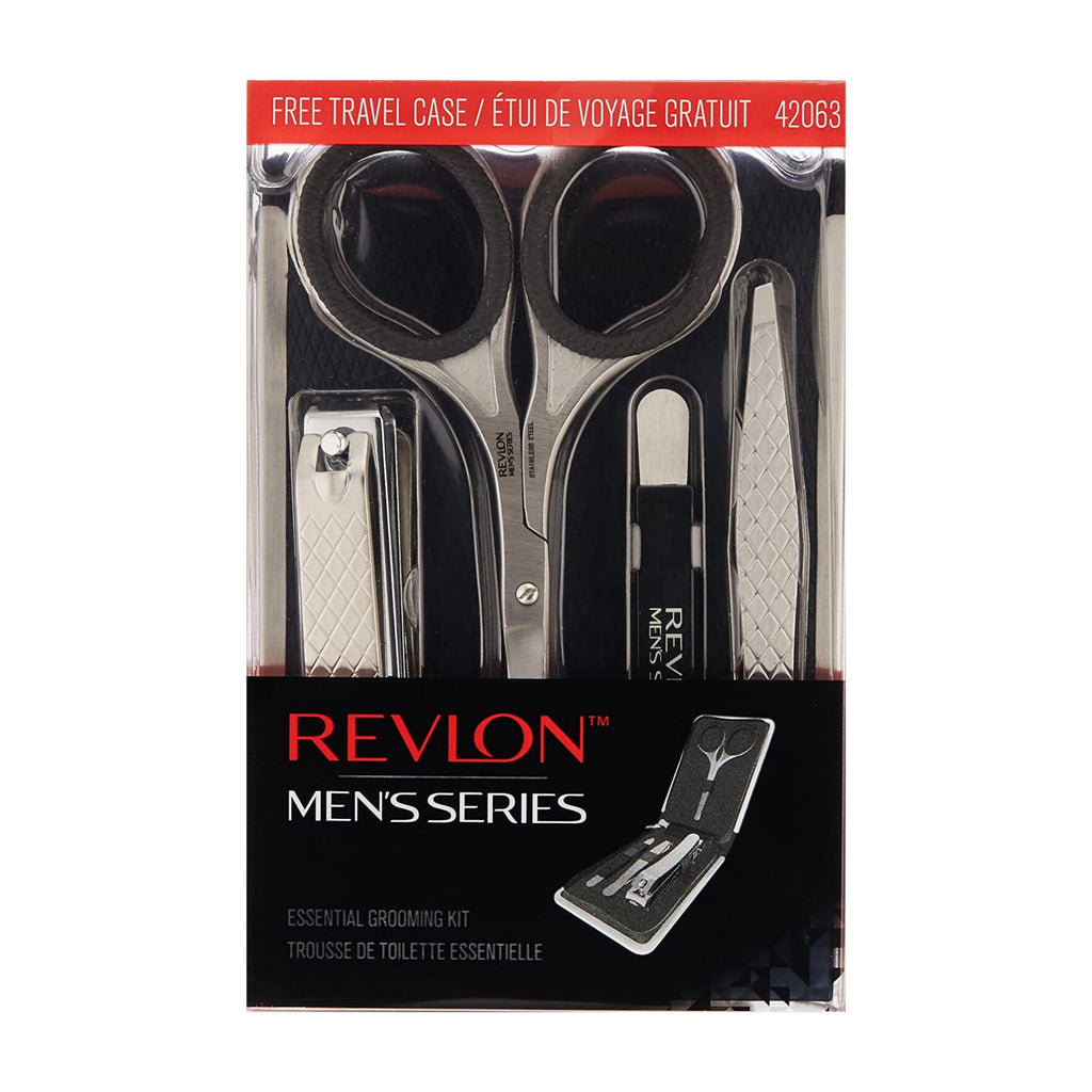 PR REV Men's Grooming Kit, Nail &amp; Facial Hair Care Travel Kit, 5 Pieces