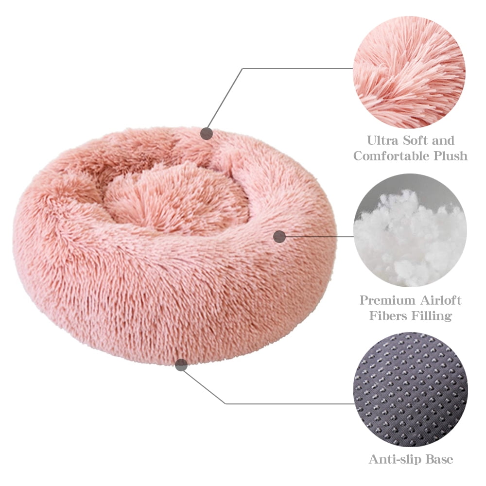 Round Plush Pet Bed for Dogs &amp; Cats, Dog Bed Sleeping Kennel Nest