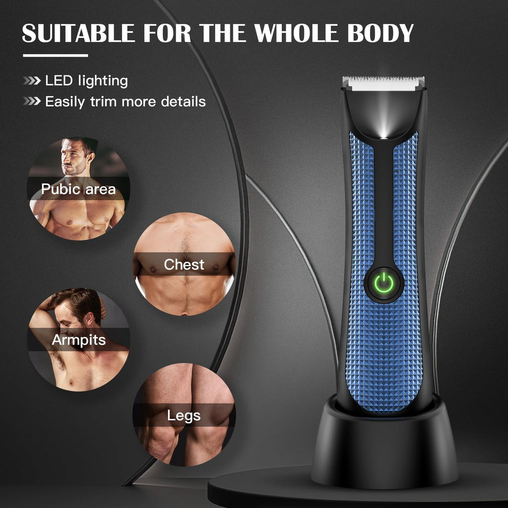 Body Hair Trimmer – Pubic, Groin, Chest &amp; Underarm Grooming Kit, Cordless Rechargeable Beard Trimmer w/ Adjustable Taper for Men Women, Black