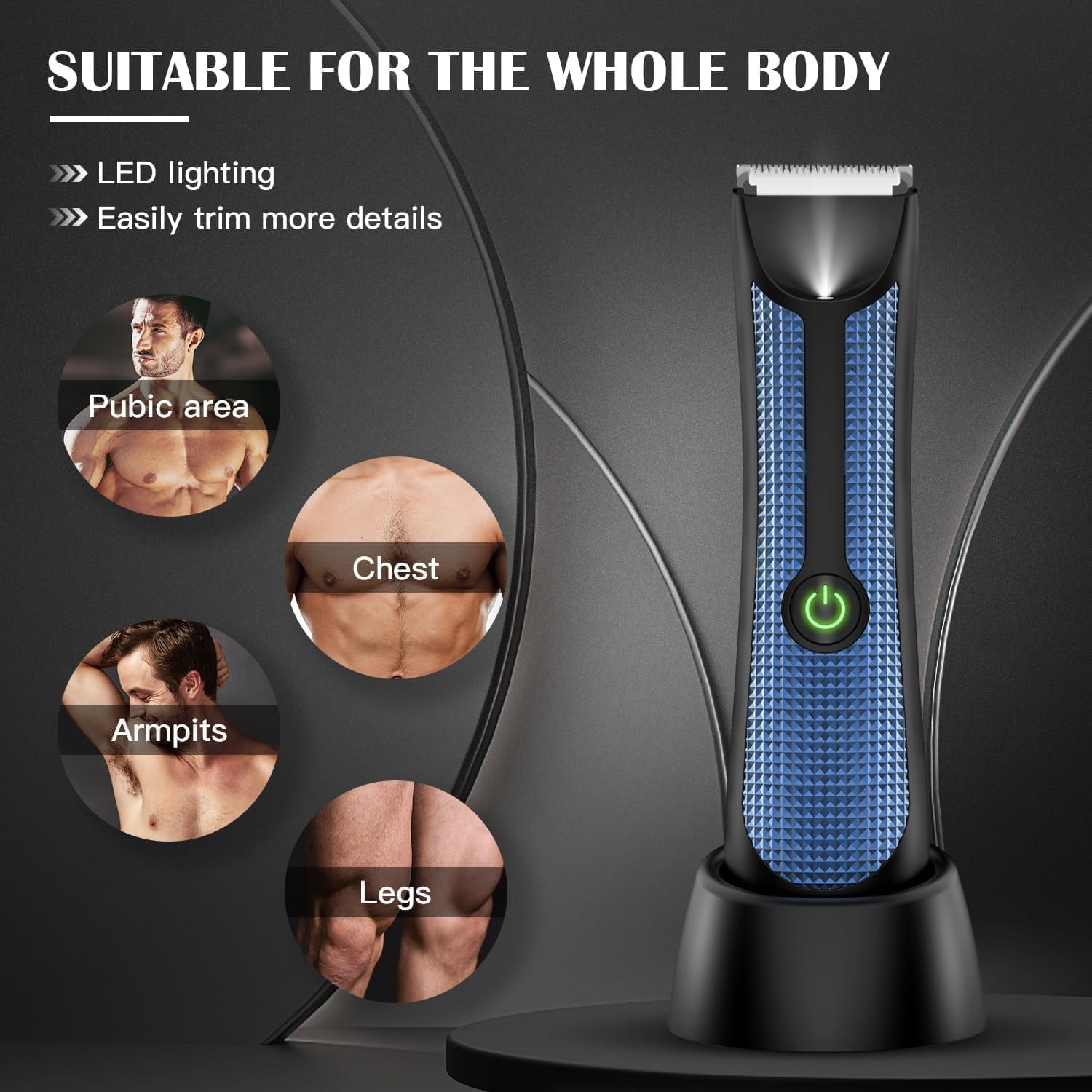 Body Hair Trimmer – Pubic, Groin, Chest &amp; Underarm Grooming Kit, Cordless Rechargeable Beard Trimmer w/ Adjustable Taper for Men Women, Black
