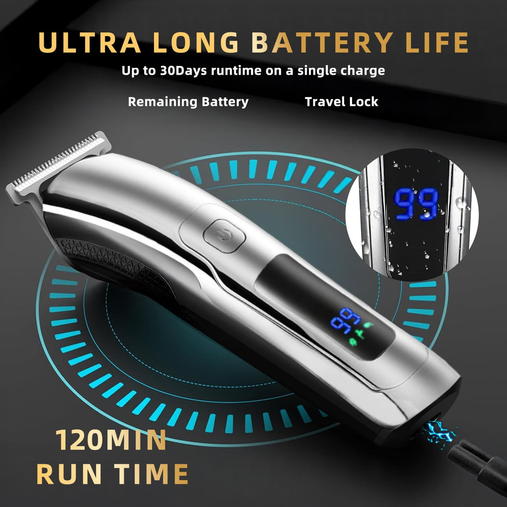 Beard Trimmer for Men,All-in-One Trimmer Kit - IPX7 ,LED Display, Wet/Dry Shower-Safe,Hair Clipper for Men,Grooming Kit for Nose Body Face &amp; Mustache