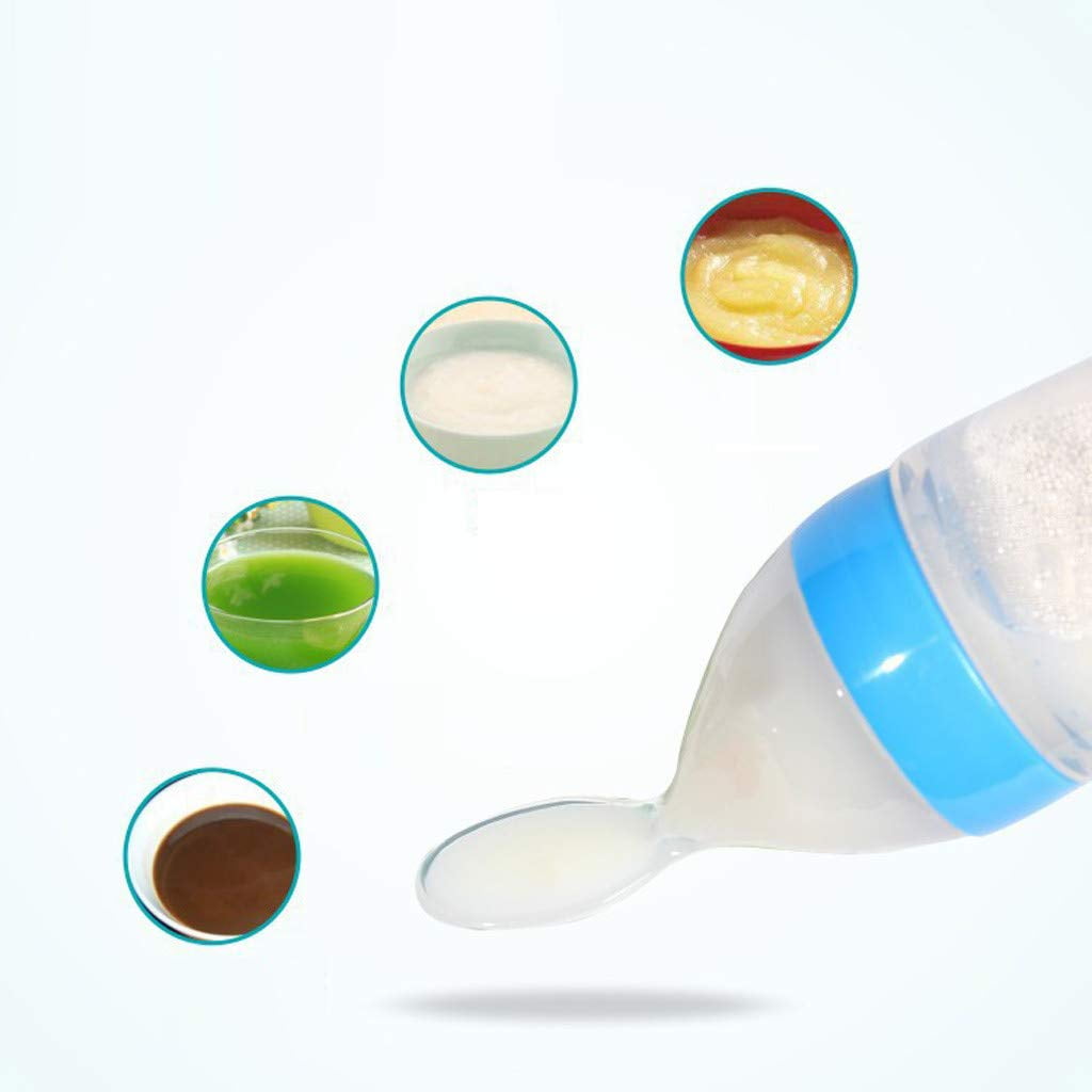 90ml Silicone Feeding Bottle with Spoon for Baby Toddler Food Rice Cereal Feeder Bottles
