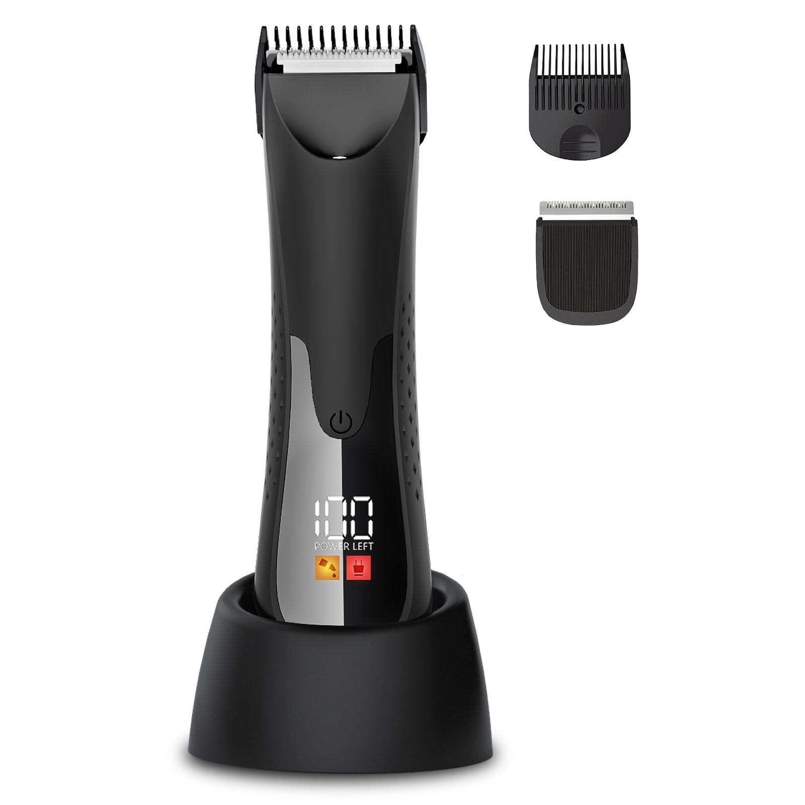 Body Hair Trimmer – Pubic, Groin, Chest &amp; Underarm Grooming Kit, Cordless Rechargeable Beard Trimmer w/ Adjustable Taper for Men Women, Black