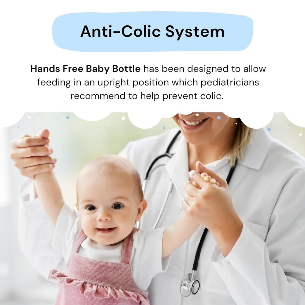 Hands-Free Baby Bottle - Feeding Baby Bottle System 7 oz Glass Bottle (1 Pack - Dinosaur)