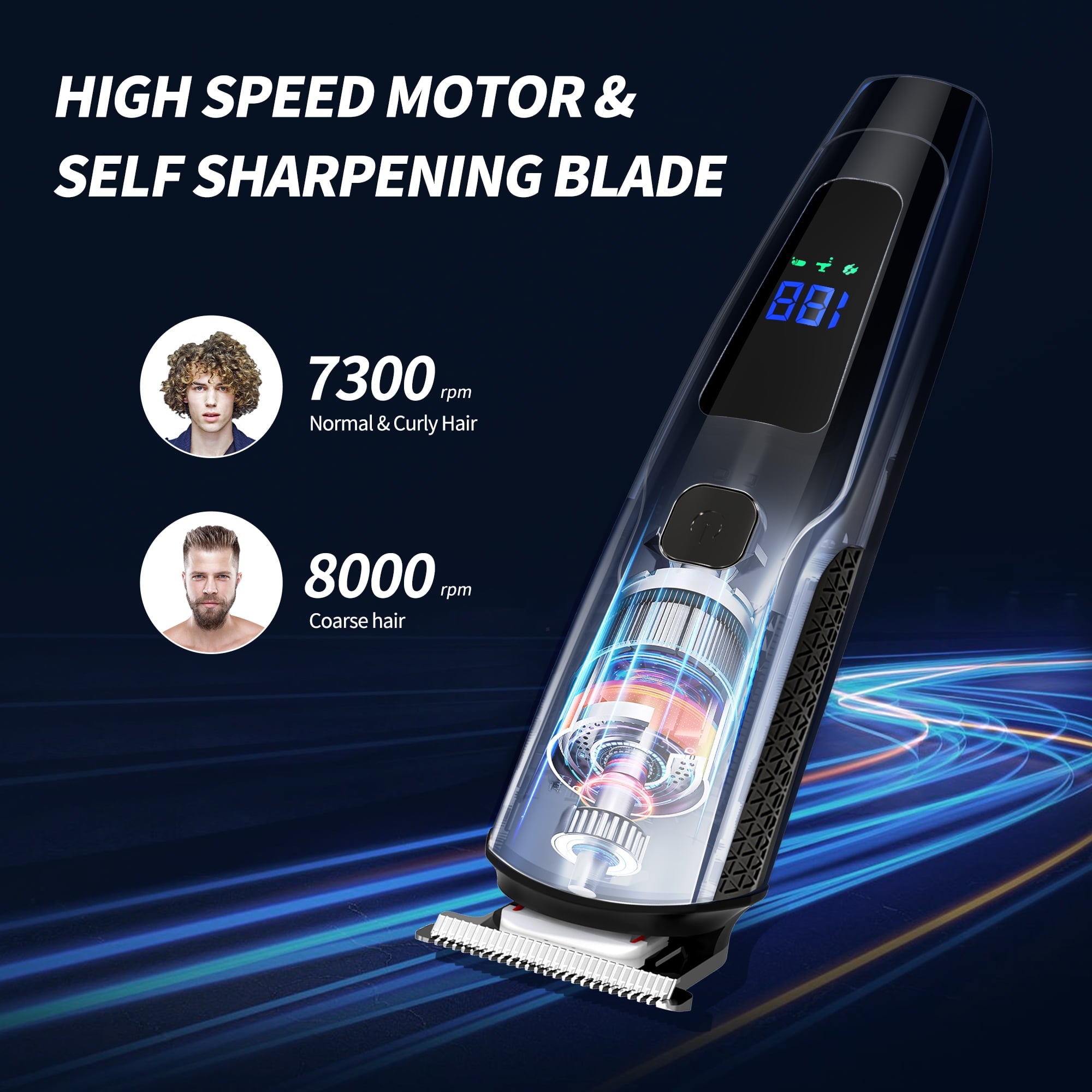 Hair Clipper for Men, All in One Grooming Kit IPX7 , Cordless Electric Beard Trimmer, USB Rechargeable Body Mustache Nose Ear Facial Cutting Groomer for Wet/Dry W/ LED Display, Storage Dock