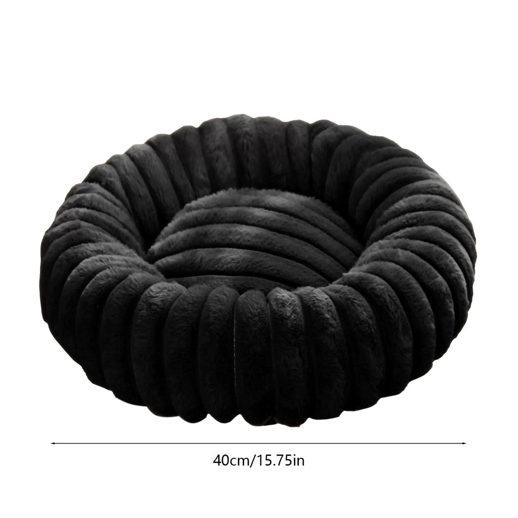 High Pile Plush Round Pet Bed Kennel Mat Extra Dog Cat Bed with Raised Edge for Small Medium Pets