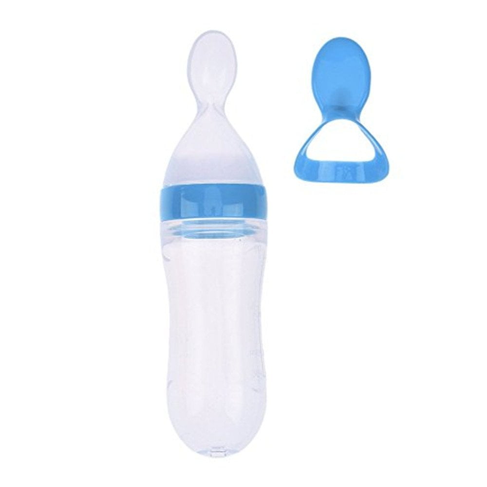 90ml Silicone Feeding Bottle with Spoon for Baby Toddler Food Rice Cereal Feeder Bottles