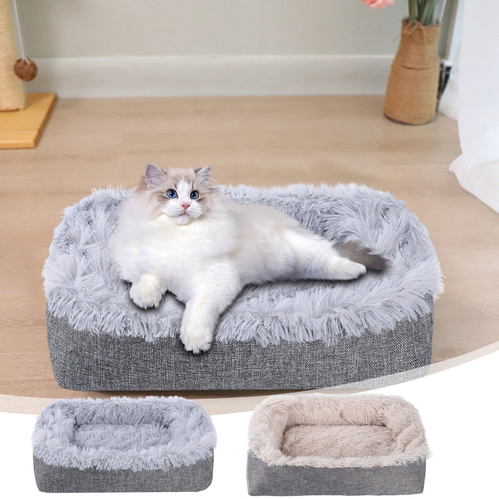 Large Pet Bed for Cat or Dog, Rectangle, 24x20 Inch(Beige)