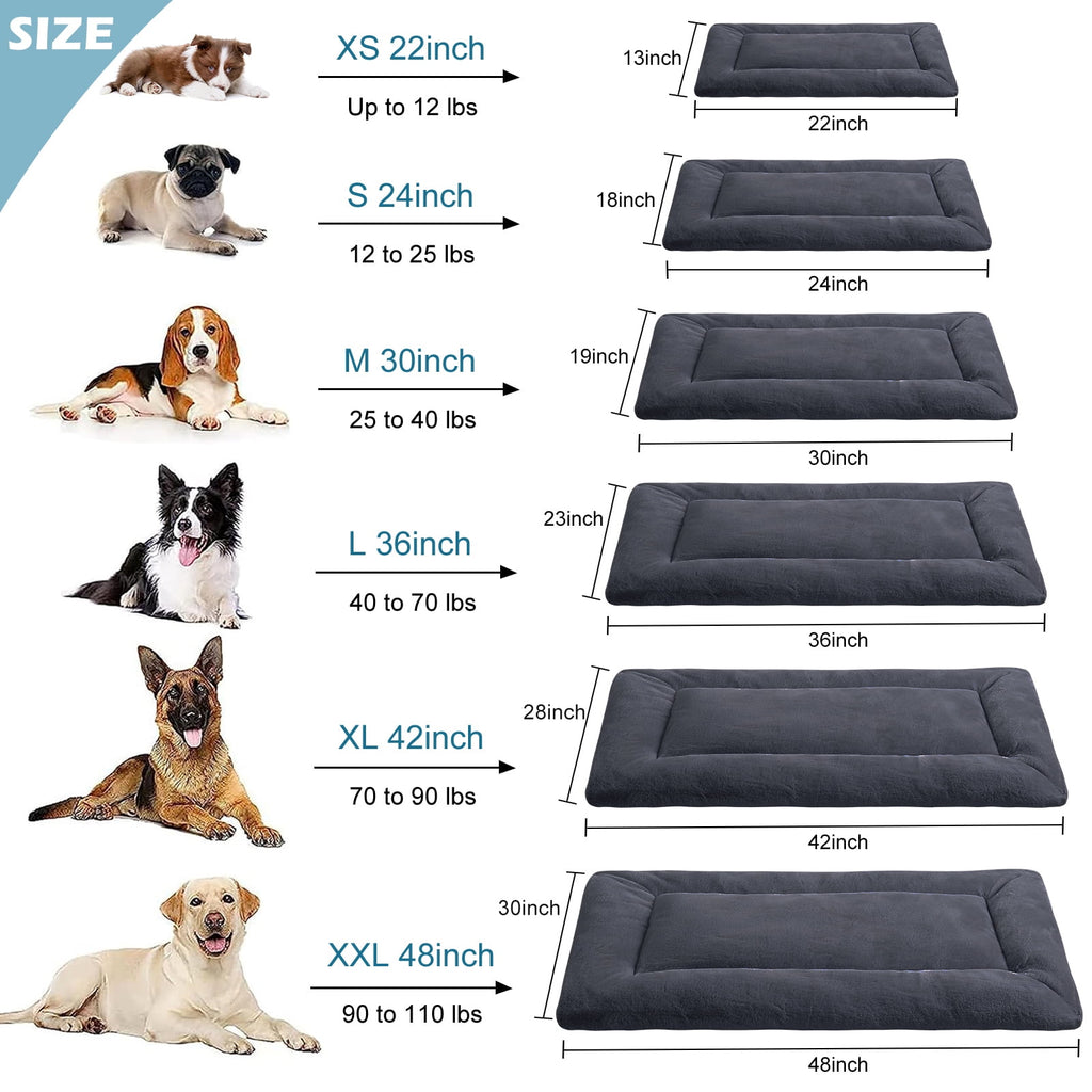 Plush Washable Dog Bed Ultra Dog Crate Mat Kennel Pad Anti-Slip Pet Sleeping Bed for Small Medium Large Dogs,Gray 36" x 23"