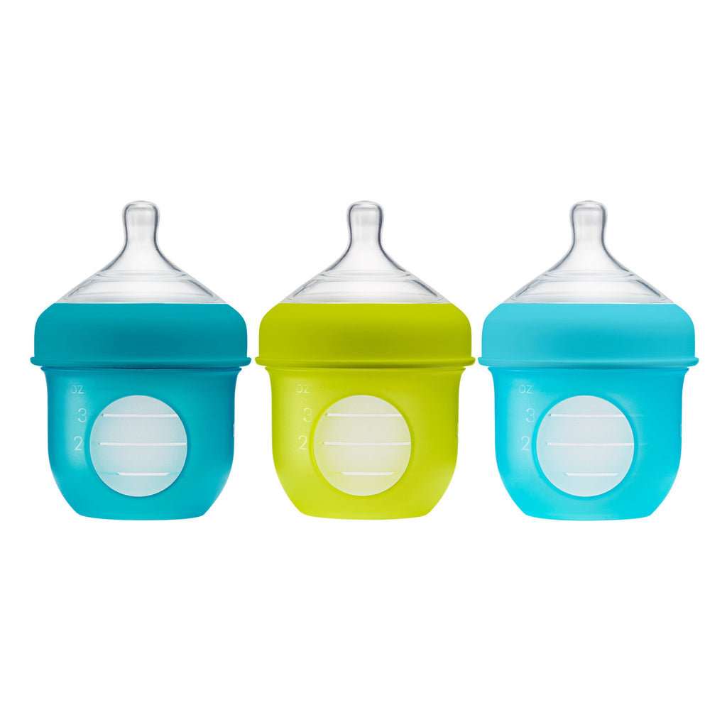Nursh Silicone Pouch Baby Bottle, Air-Free Feeding, Pink Multi Pack 4 Oz 3 Pk