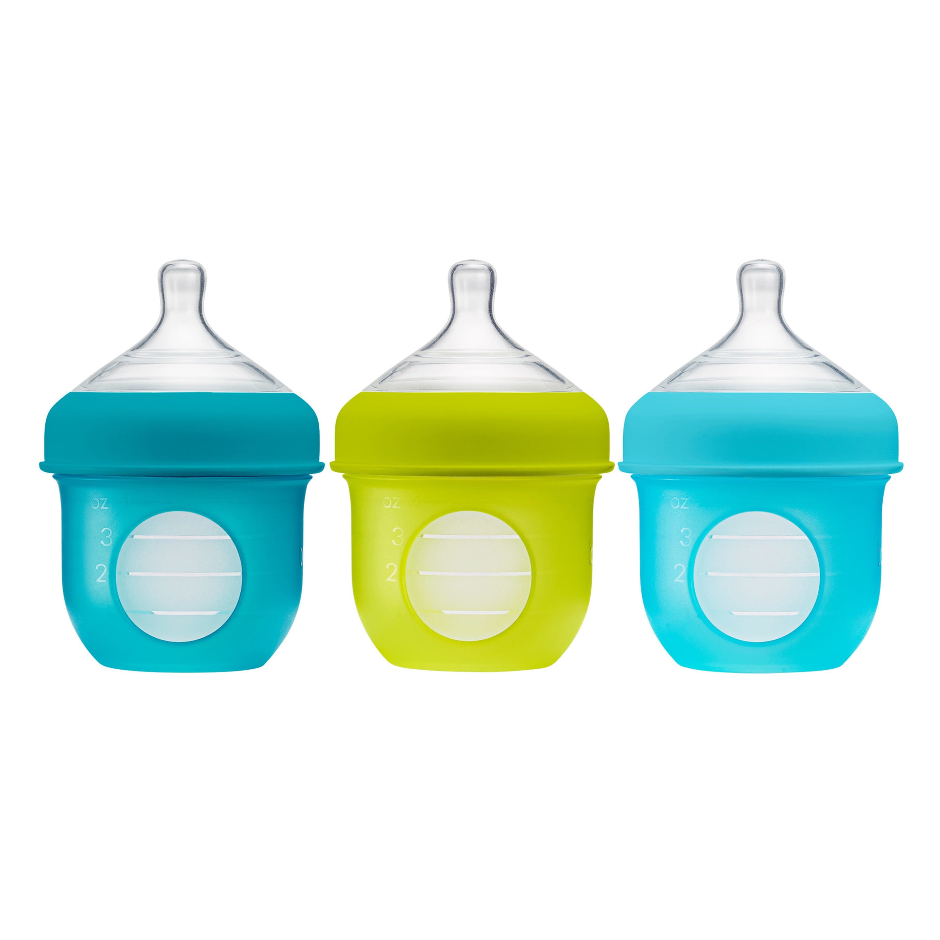 Nursh Silicone Pouch Baby Bottle, Air-Free Feeding, Pink Multi Pack 4 Oz 3 Pk