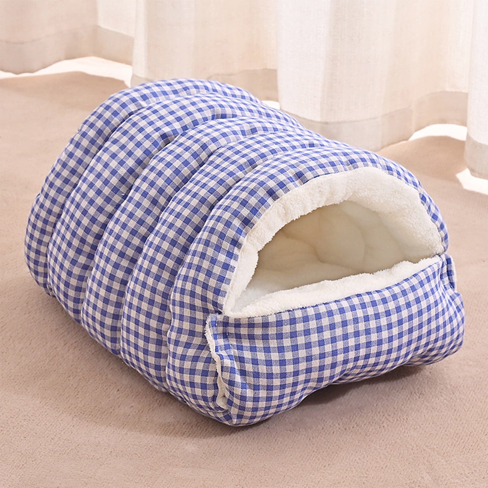 Winter Small Pet Bed - Washable Semi-Enclosed Cat/Dog Bed, Dual-Purpose (Open/Closed), Wear-Resistant Cloth, Fits Pets Under 5 lbs, Green, Compact 18.9x11.8x7.87in