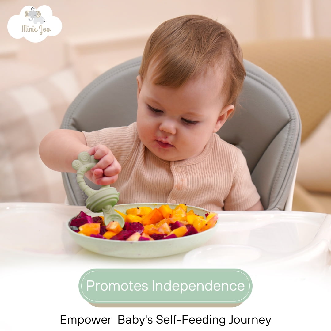 Minie Joo Baby Fruit and Food Feeder &amp; Teething Pacifier Set, 3 Pacifier Pouches, Pink