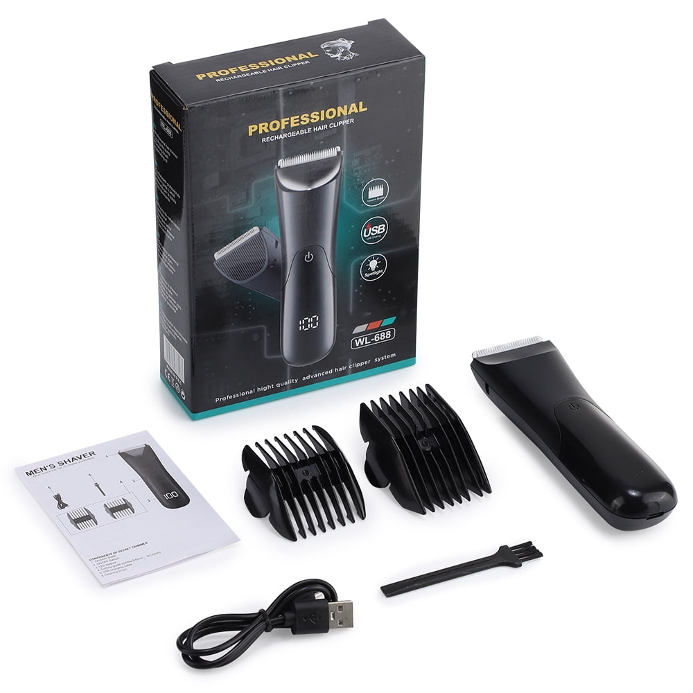 Electric Body Hair Trimmer for Men, Grooming Trimmer, Beard and Body Shaver with LED Light, Digital LCD Display for Underarm, Leg, Chest, Head Styling