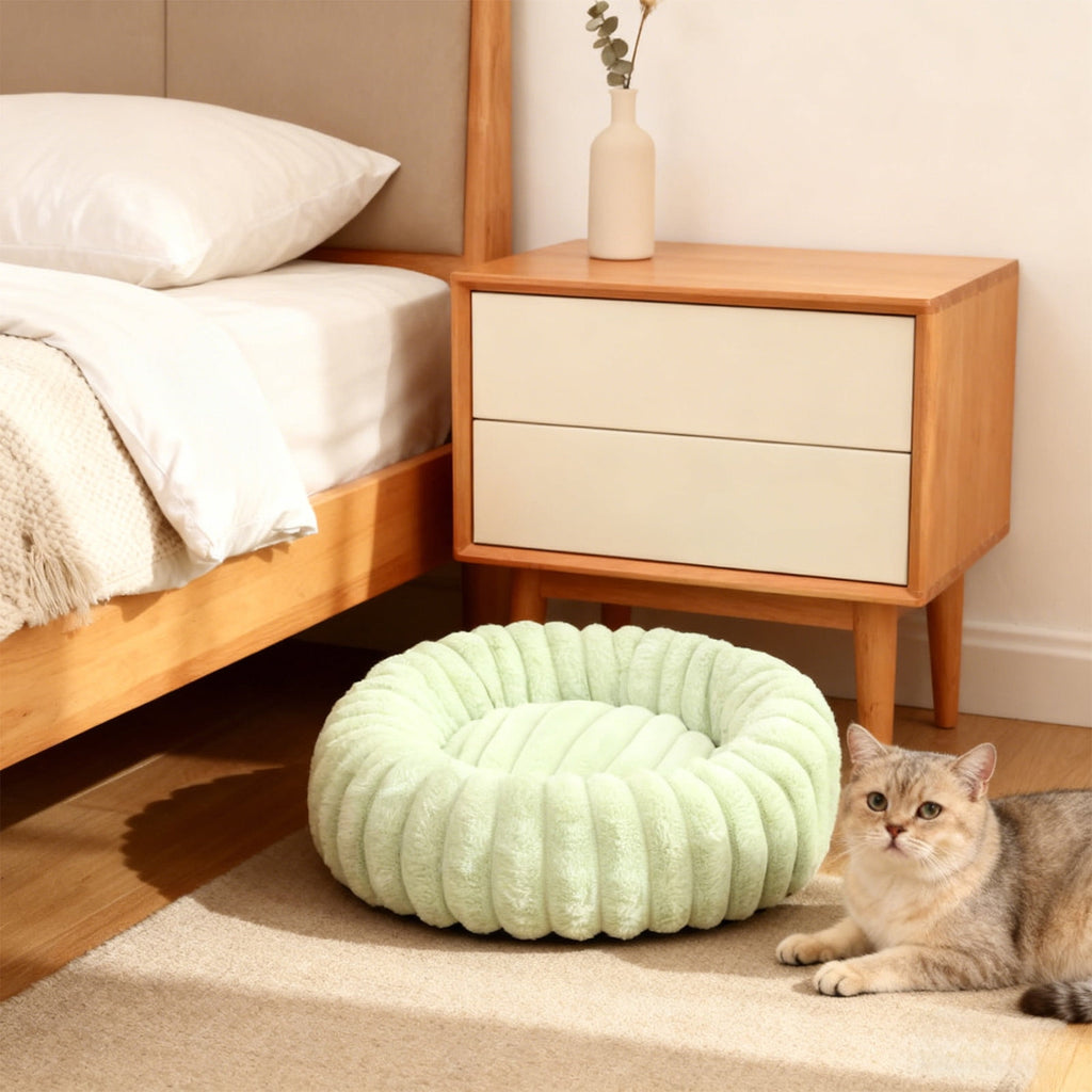 High Pile Plush Round Pet Bed Kennel Mat Extra Dog Cat Bed with Raised Edge for Small Medium Pets