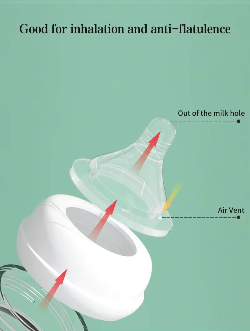 300ml Hands-Free Baby Bottle with Adjustable Stand – Leak-Proof &amp; Self-Feeding Infant Bottle for On-the-Go, Includes Cleaning Brush &amp; Travel Cap