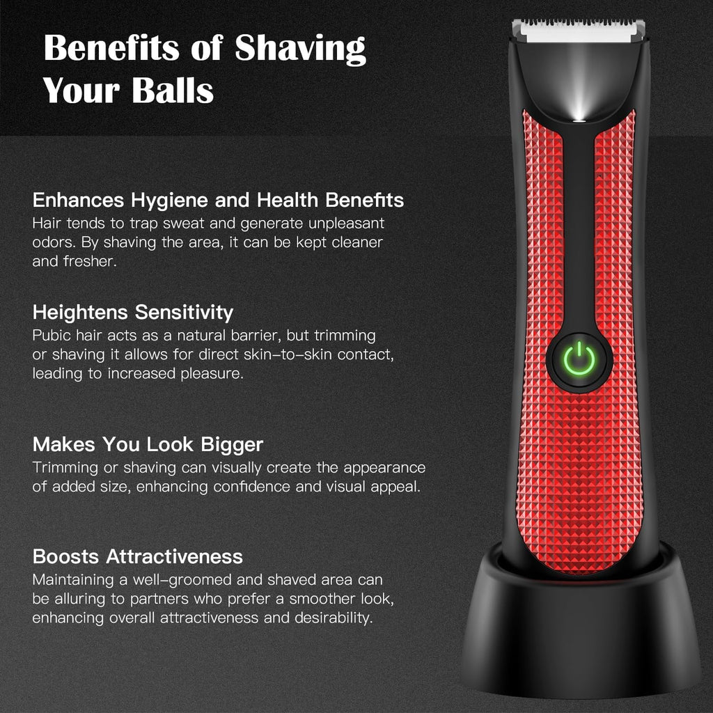 Body Hair Trimmer – Pubic, Groin, Chest &amp; Underarm Grooming Kit, Cordless Rechargeable Beard Trimmer w/ Adjustable Taper for Men Women, Black