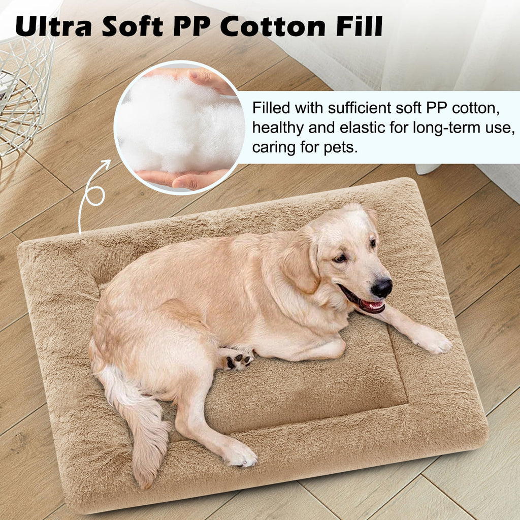 Plush Washable Dog Bed Ultra Dog Crate Mat Kennel Pad Anti-Slip Pet Sleeping Bed for Small Medium Large Dogs,Gray 36" x 23"