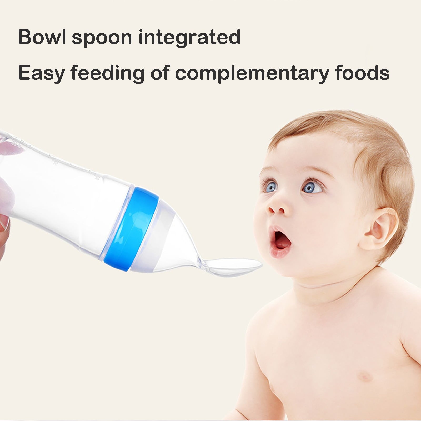 Pedty 1* Squeezed Feeding Spoon,1pc Silicone Baby Food Bottle Spoon Feeder For Baby Toddler Infant Cereal Food Supplement 120ml