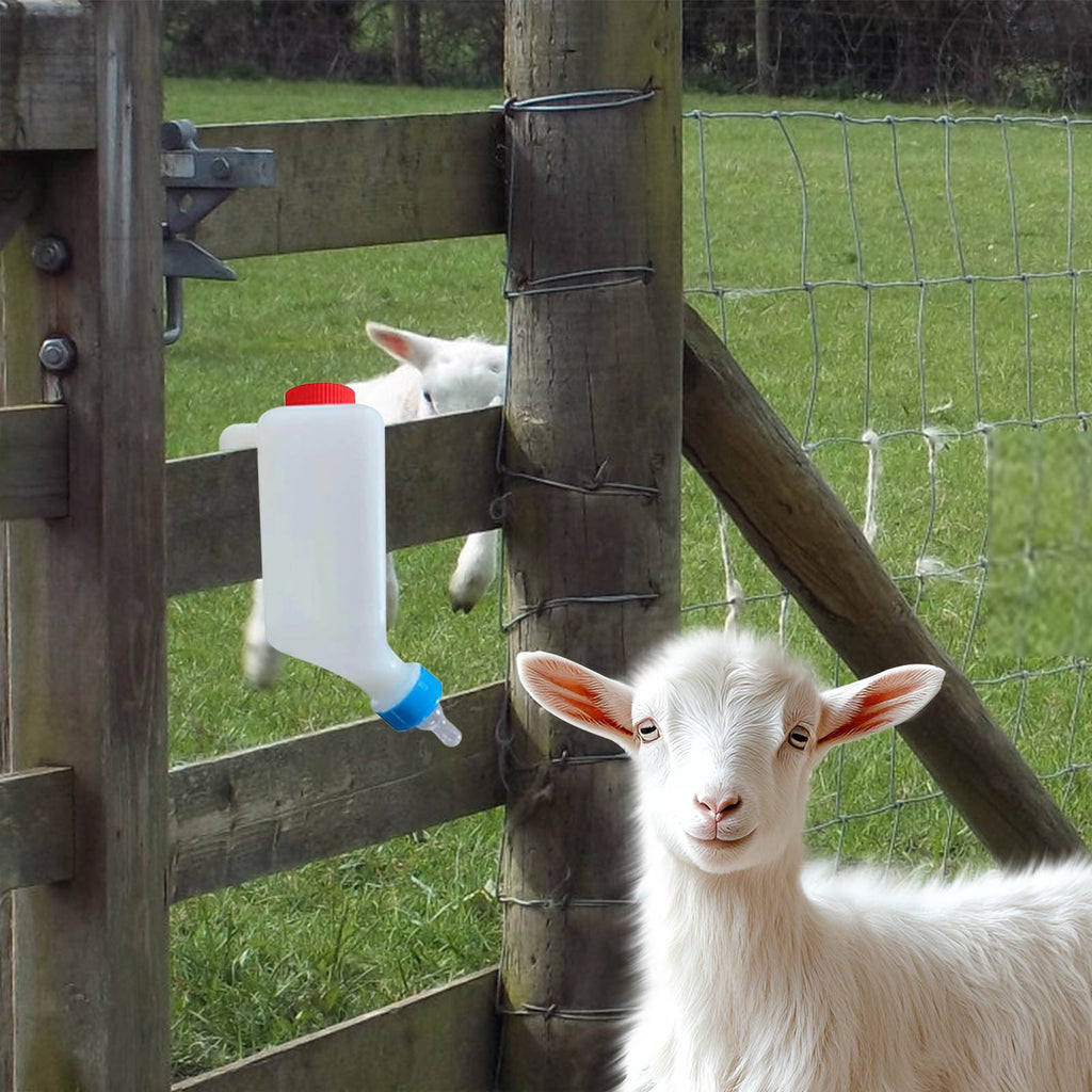 Sltwyw Lamb Baby Bottle with Scale Hanging, Goat Bottles for Feeding Baby Goats, Goat Milk Feeder Bottle, Little Goat Calf Sheep Nursing Bottle with Handle