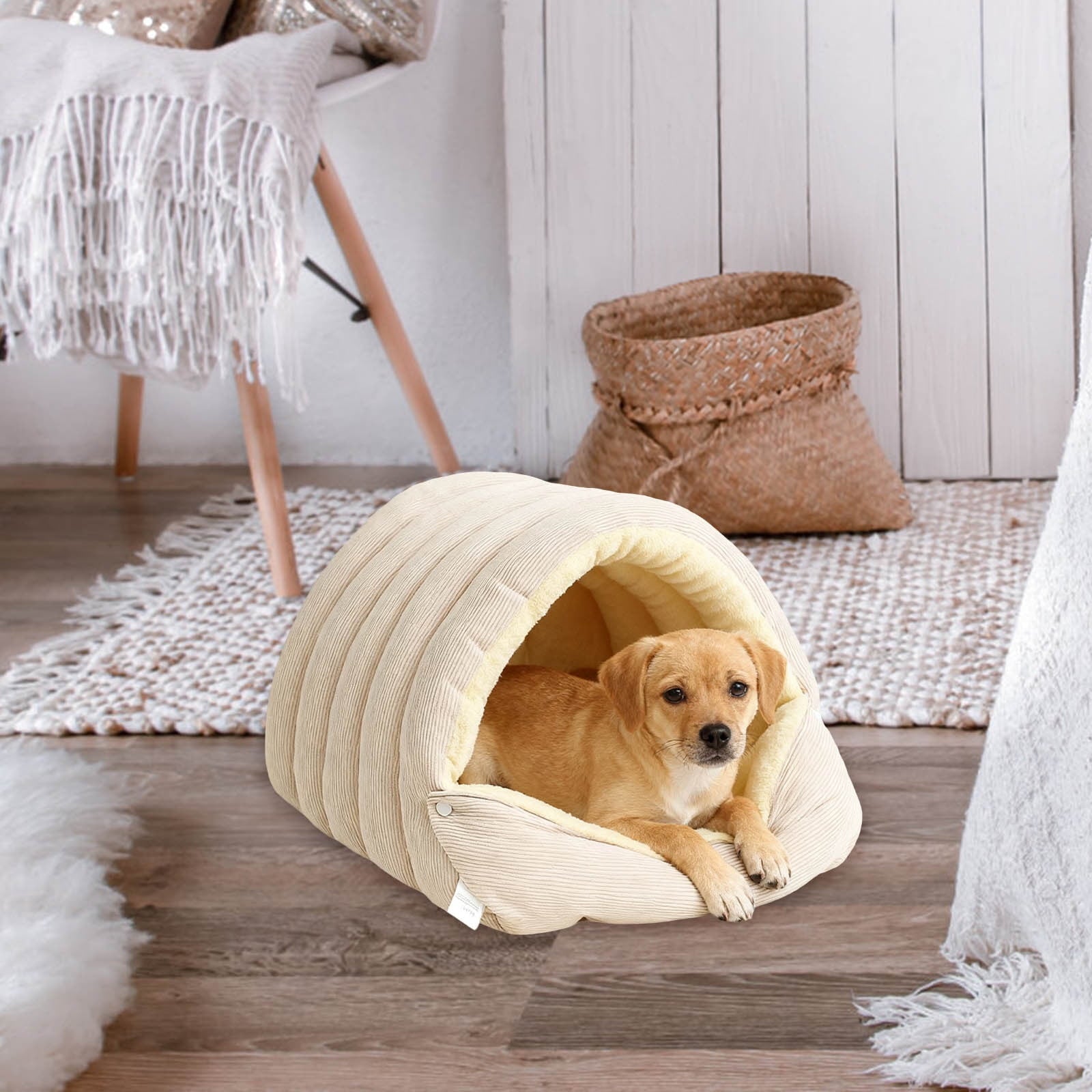 Winter Small Pet Bed - Washable Semi-Enclosed Cat/Dog Bed, Dual-Purpose (Open/Closed), Wear-Resistant Cloth, Fits Pets Under 5 lbs, Green, Compact 18.9x11.8x7.87in