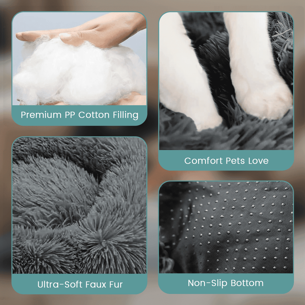 20 Inch Donut Dog Bed for Small Dogs, Round Pet Bed, Washable Dog Bed for Small Medium Dogs and Cats