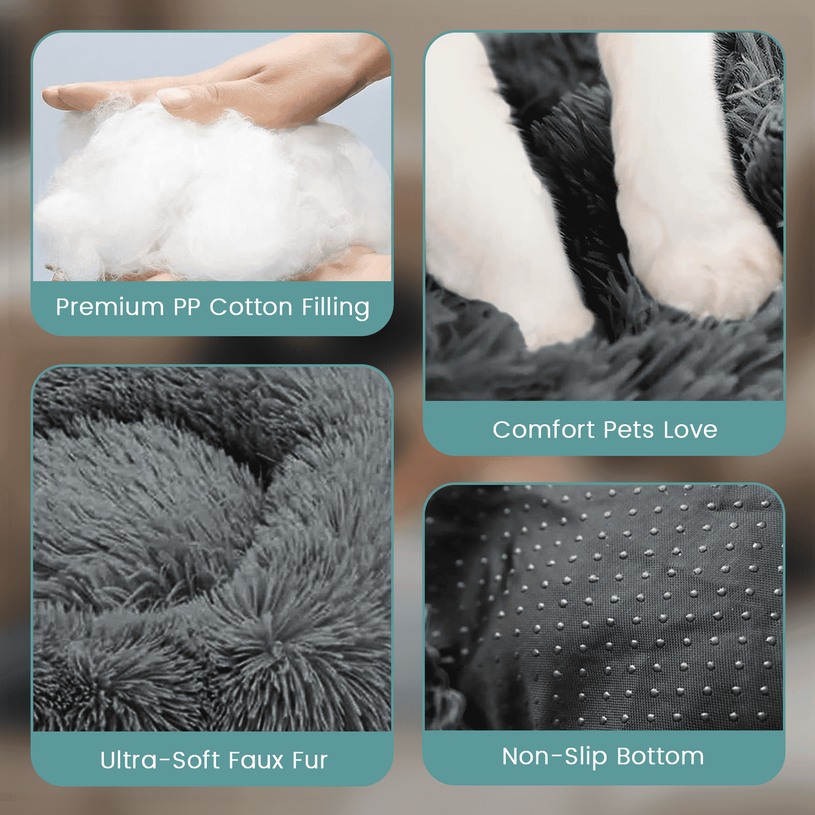 20 Inch Donut Dog Bed for Small Dogs, Round Pet Bed, Washable Dog Bed for Small Medium Dogs and Cats