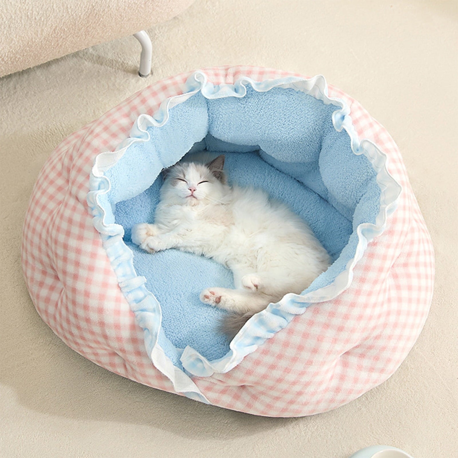 Reversible Winter Pet Bed and Mat Dual-Sided Plush Dog Cat Bed Removable Washable Cover for Crate Sofa or Floor