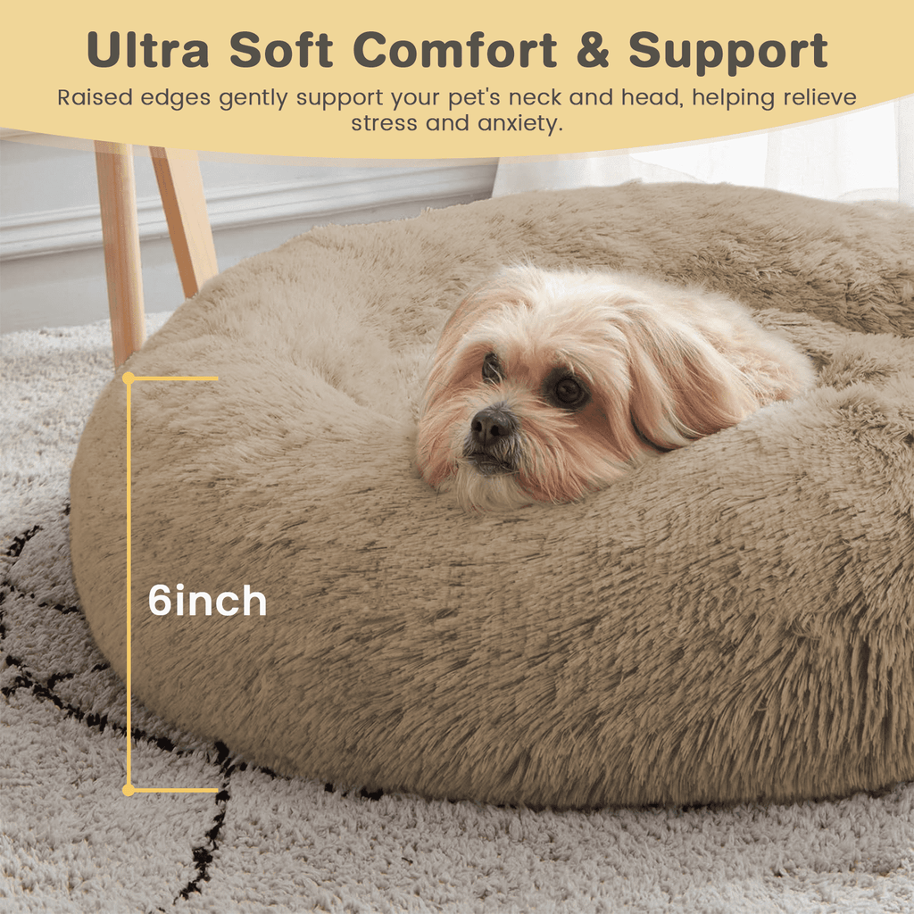 20 Inch Donut Dog Bed for Small Dogs, Round Pet Bed, Washable Dog Bed for Small Medium Dogs and Cats