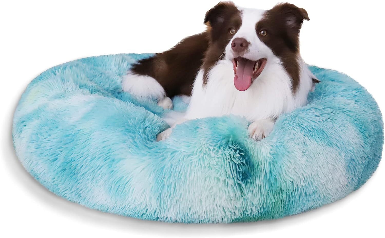 Donut Pet Bed for Small Dogs 20", Plush Warming Dog Bed, Pink Rainbow