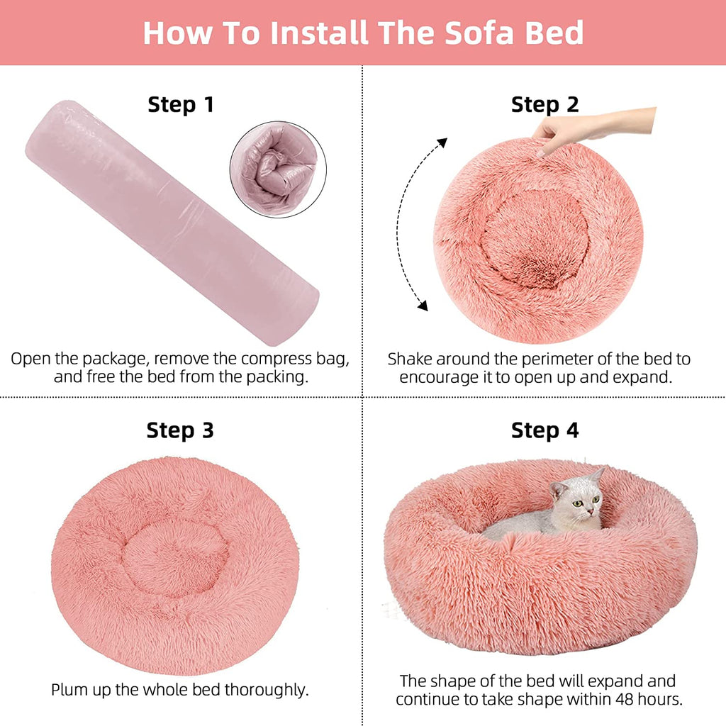 Dog Bed &amp; Cat Bed, Puppy Bed Warming Round Pet Bed, Donut Bed