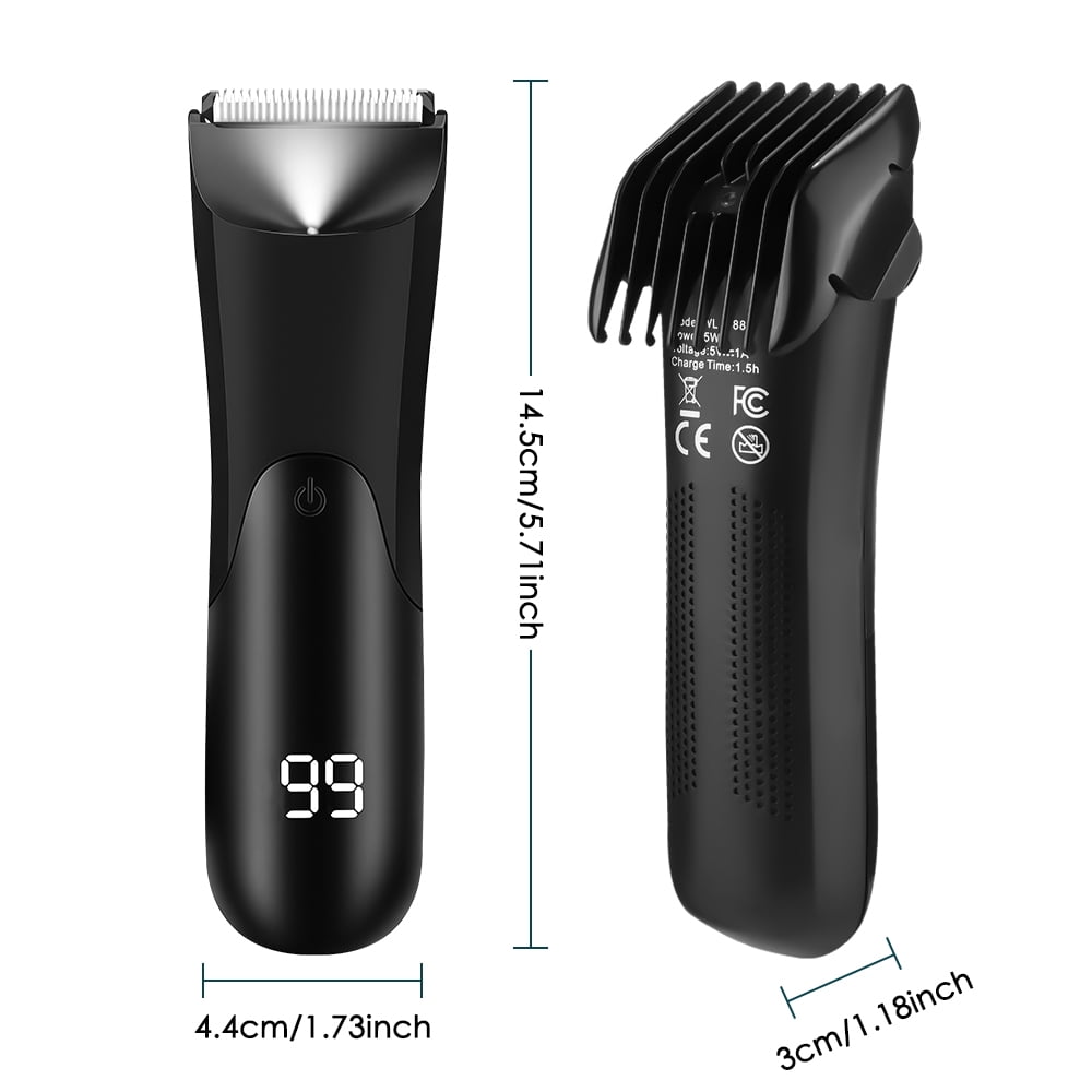 Electric Body Hair Trimmer for Men, Grooming Trimmer, Beard and Body Shaver with LED Light, Digital LCD Display for Underarm, Leg, Chest, Head Styling