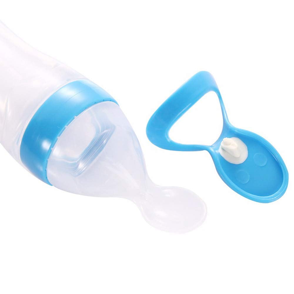 90ml Silicone Feeding Bottle with Spoon for Baby Toddler Food Rice Cereal Feeder Bottles