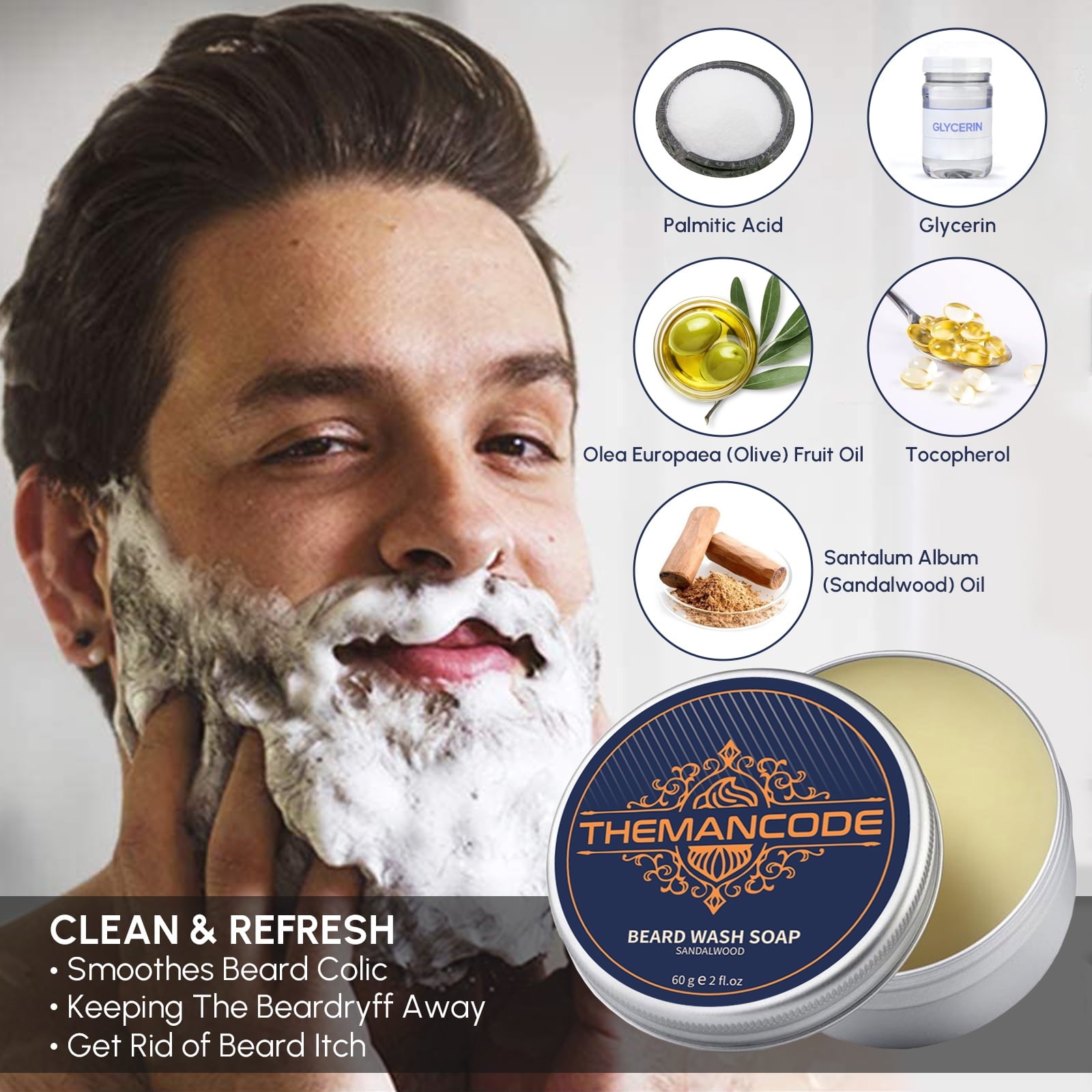 THEMANCODE Beard Kit for Men – Beard Grooming &amp; Trimming Kit Set with Beard Oil, Balm, Wash Soap, Comb, Brush &amp; Mustache Scissors, Gift for Men