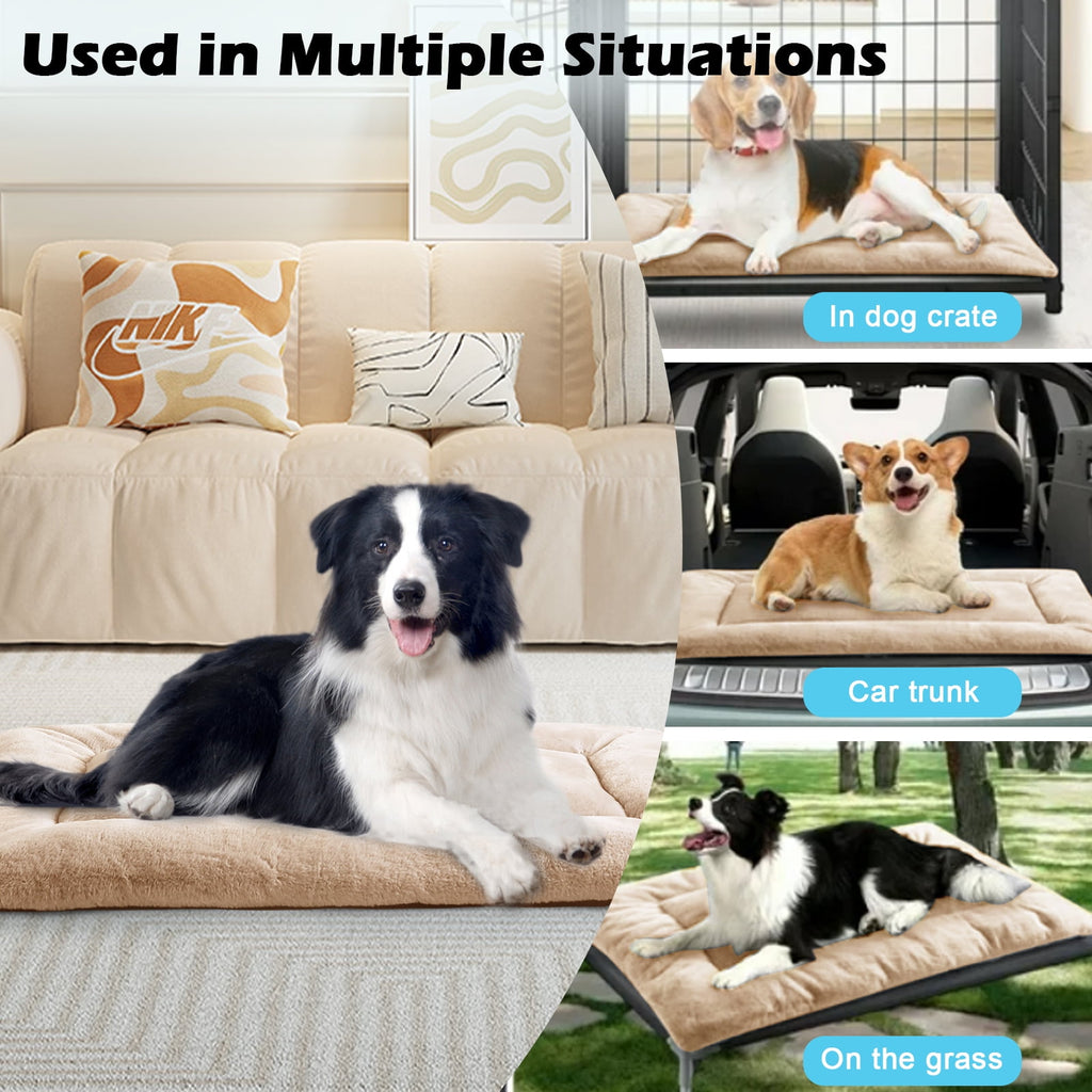 Plush Washable Dog Bed Ultra Dog Crate Mat Kennel Pad Anti-Slip Pet Sleeping Bed for Small Medium Large Dogs,Gray 36" x 23"