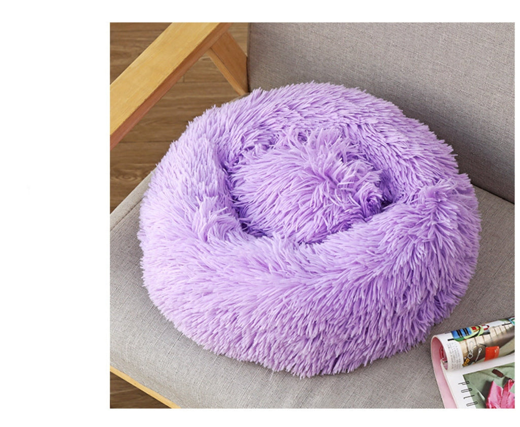 Round Plush Pet Bed for Dogs &amp; Cats, Dog Bed Sleeping Kennel Nest