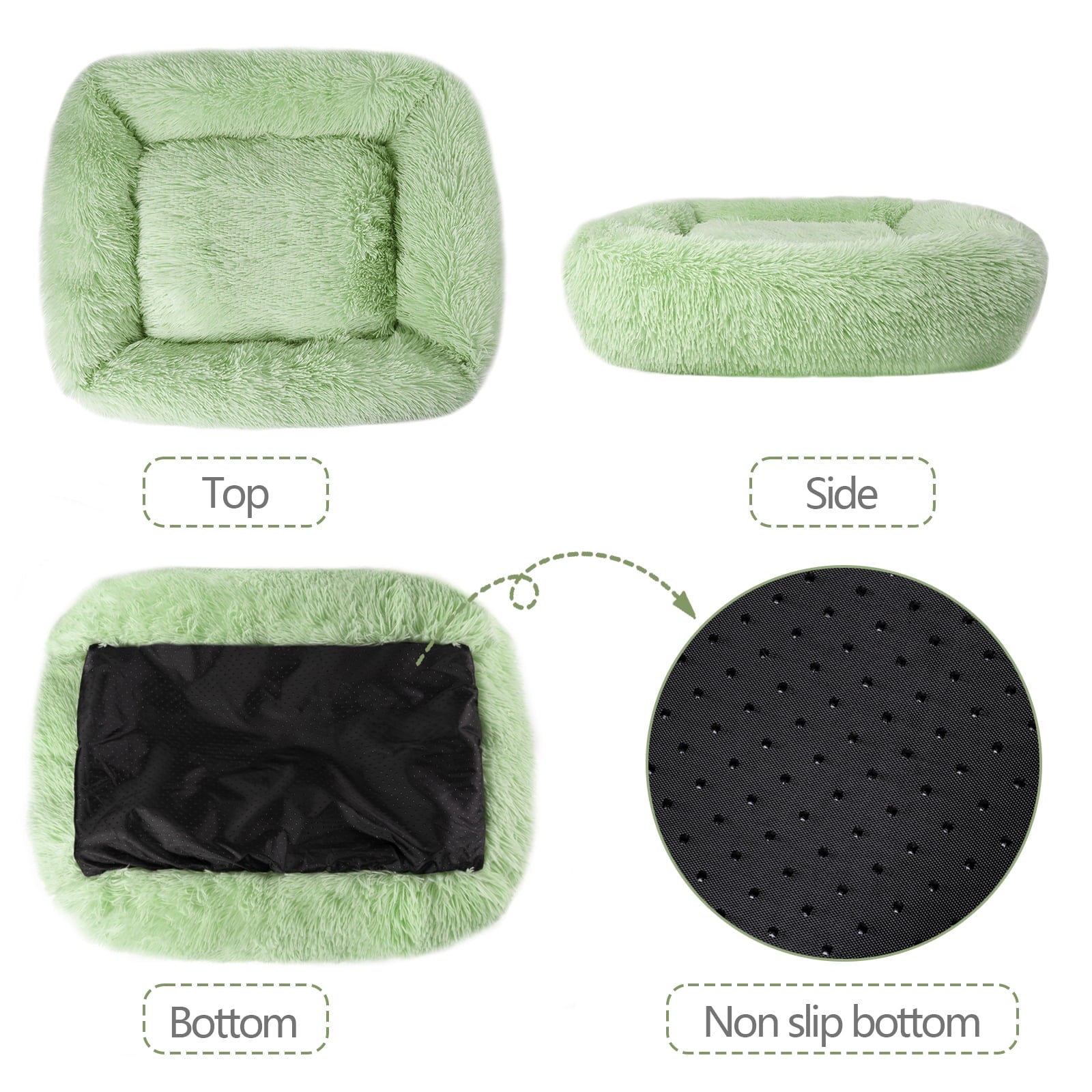 Rectangle Plush Pet Bed Bed for Dogs Cats Kennel Cuddler Crate Cushion Mat Washable