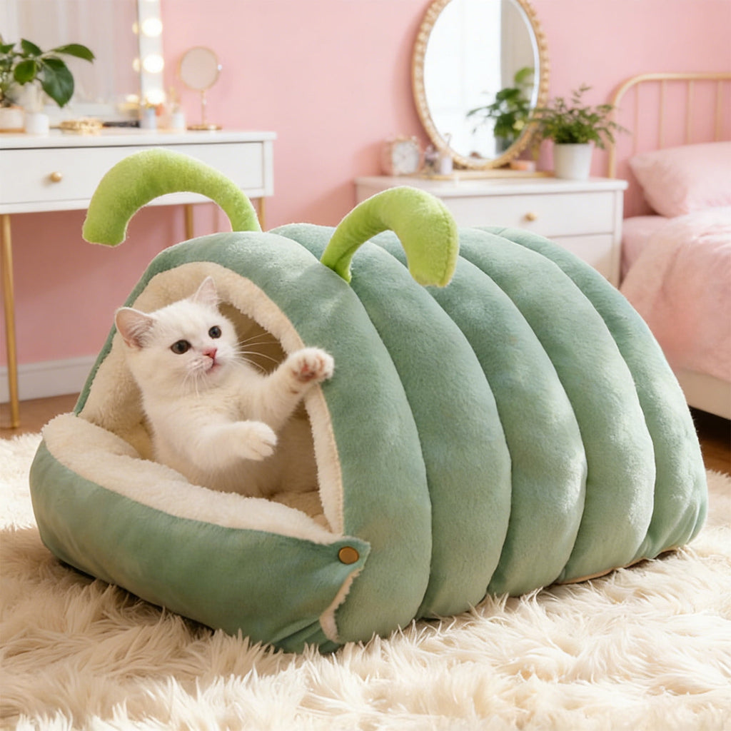 Winter Cat and Dog Bed, Pet Cushion, Removable Semi-Enclosed Pet Cave, Indoor Pet Bedding for Small Animals, Washable Pet Nest