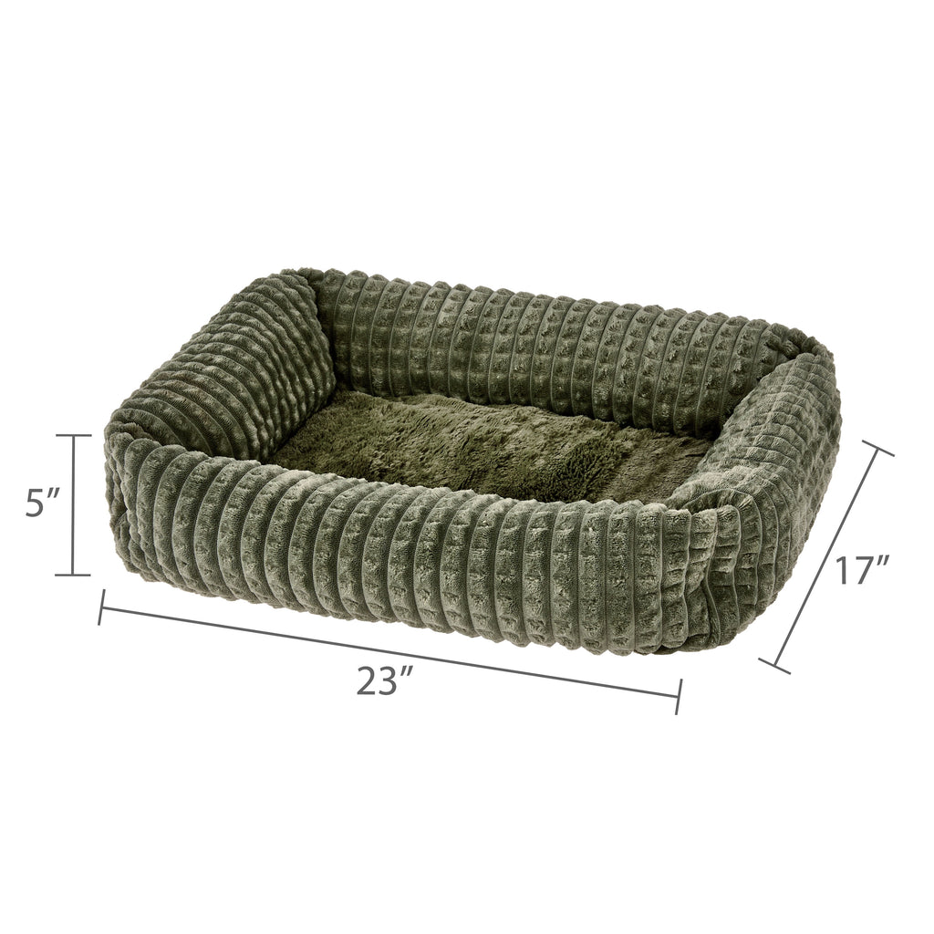 Small Flannel Waffle Texture Bolster Cat or Dog Bed, Blue, 17" x 21"