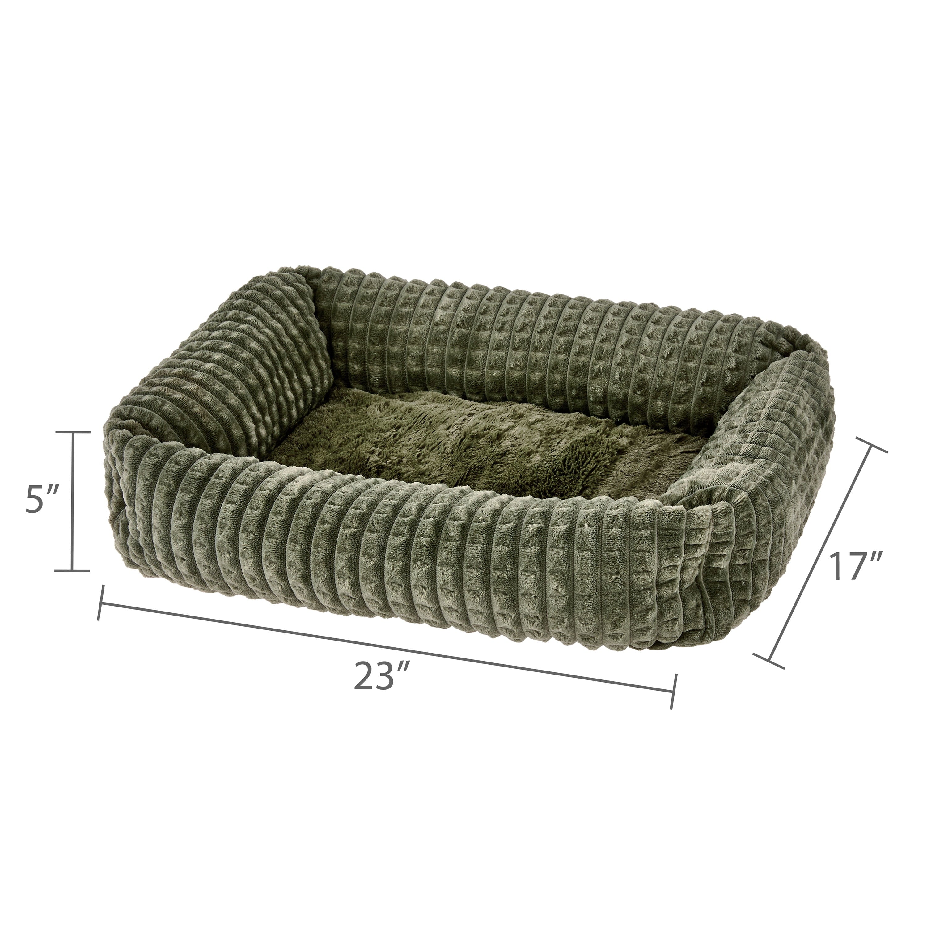 Small Flannel Waffle Texture Bolster Cat or Dog Bed, Blue, 17" x 21"