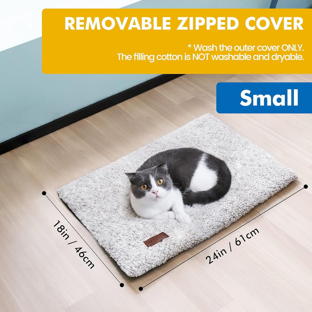 Self Warming Cat Bed for Indoor Cats Self Heating Pet Pad with Removable Washable Cover Non Slip Dog Bed for Small Dogs, Gray, 24*18